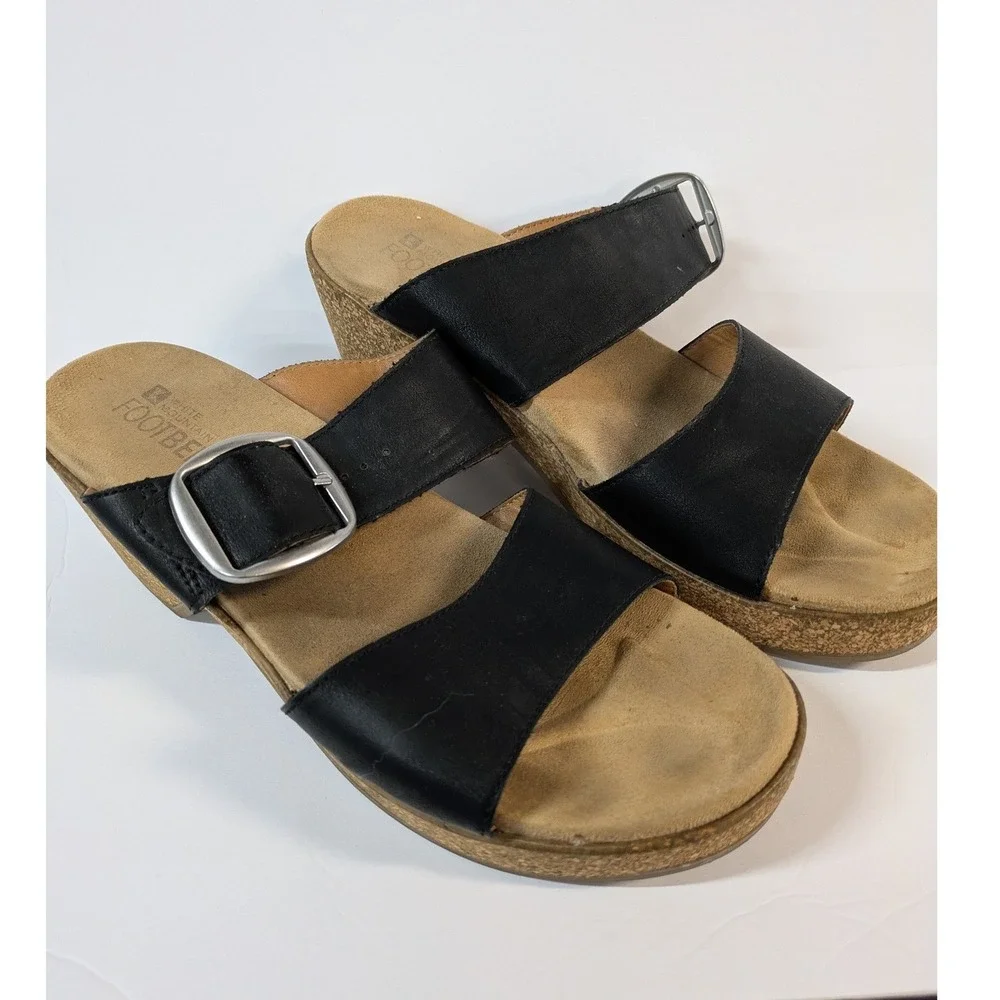 White‎ Mountain Copious Black Platform Wedge Slide Sandals Womens 11M W32509